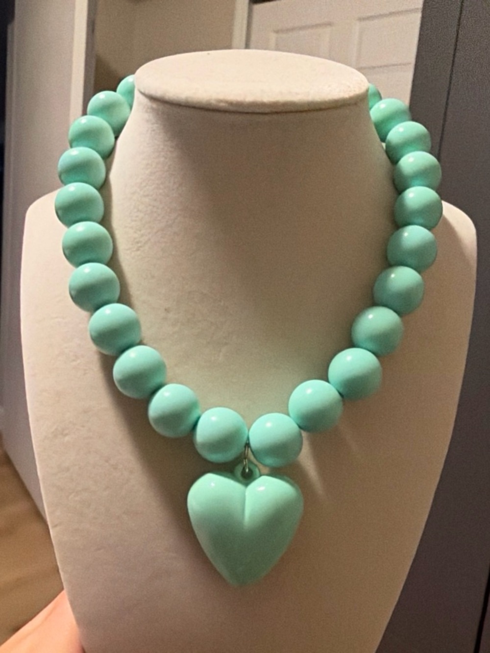 Mint Green Heart Bead Necklace - Women Jewelry